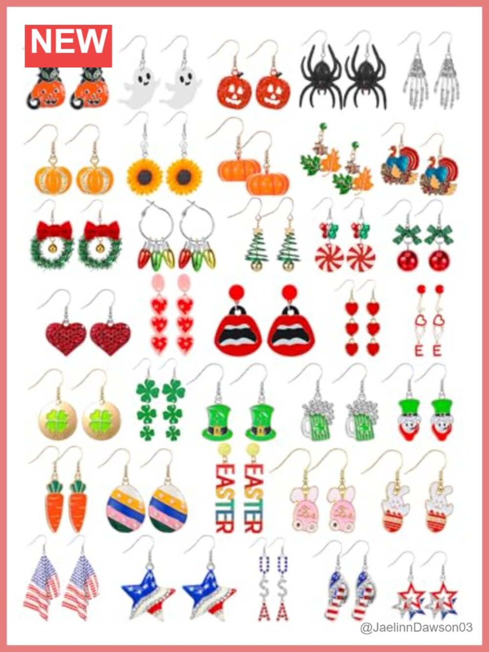 Junkin 35 Pairs Holiday Dangle Earrings, Halloween Christmas Thanksgiving